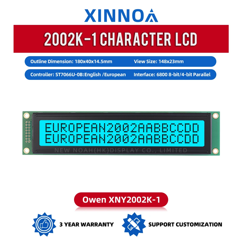 Europese Ijsblauwe Film Zwarte Letters 2002K-1 Groot Scherm LCD Module 2*20 3.3 V/5 V ST7066U Uitgerust Met Ingebouwde Led-achtergrondverlichting