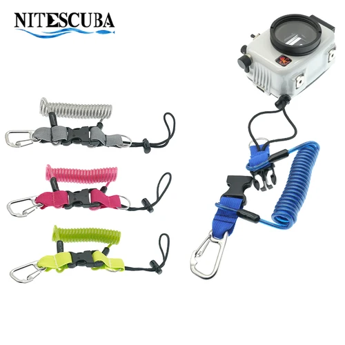 Imagen 1 del producto Buceo 316 Anti-pérdida espiral resorte bobina cámara cordón seguridad herramienta de emergencia cuerda de liberación rápida espiral cordón y hebilla de Clip