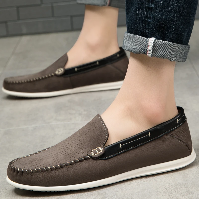 Man Shoes Classic Fashion Italian Style Genuine Leather Men Loafers Slip-On Mens Office Loafers High Quality Men Luxury Shoes