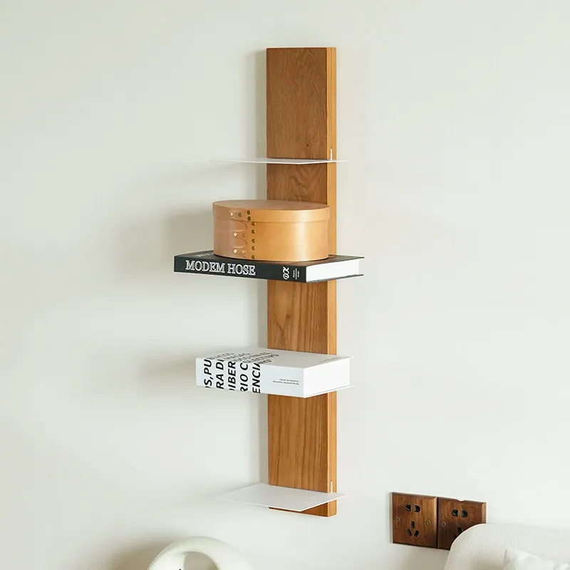 

Modern Wood Metal Wall Shelf Living Room Display Organizer Study Storage Rack Decorative Wall Mounted Board forHome Office Decor