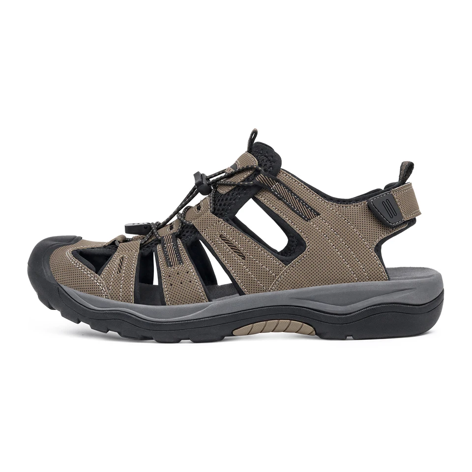 GRITION Männer Sommer Sport Sandalen Outdoor Wandern Strand Bequeme Einstellbare Close Toe Neue Mode Hausschuhe Flache Schuhe Braun