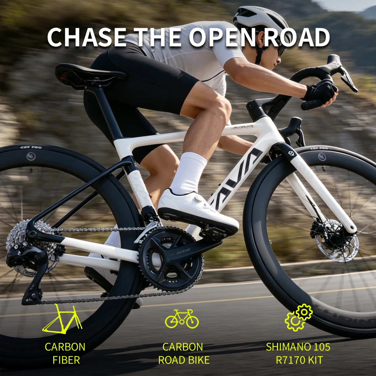 2026 Carbon Fiber SAVA C7 Road Bicycle, Integrated Internal Wiring Design, 105 Di2 Electronic Groupset 24 Speed, Hydraulic Brake