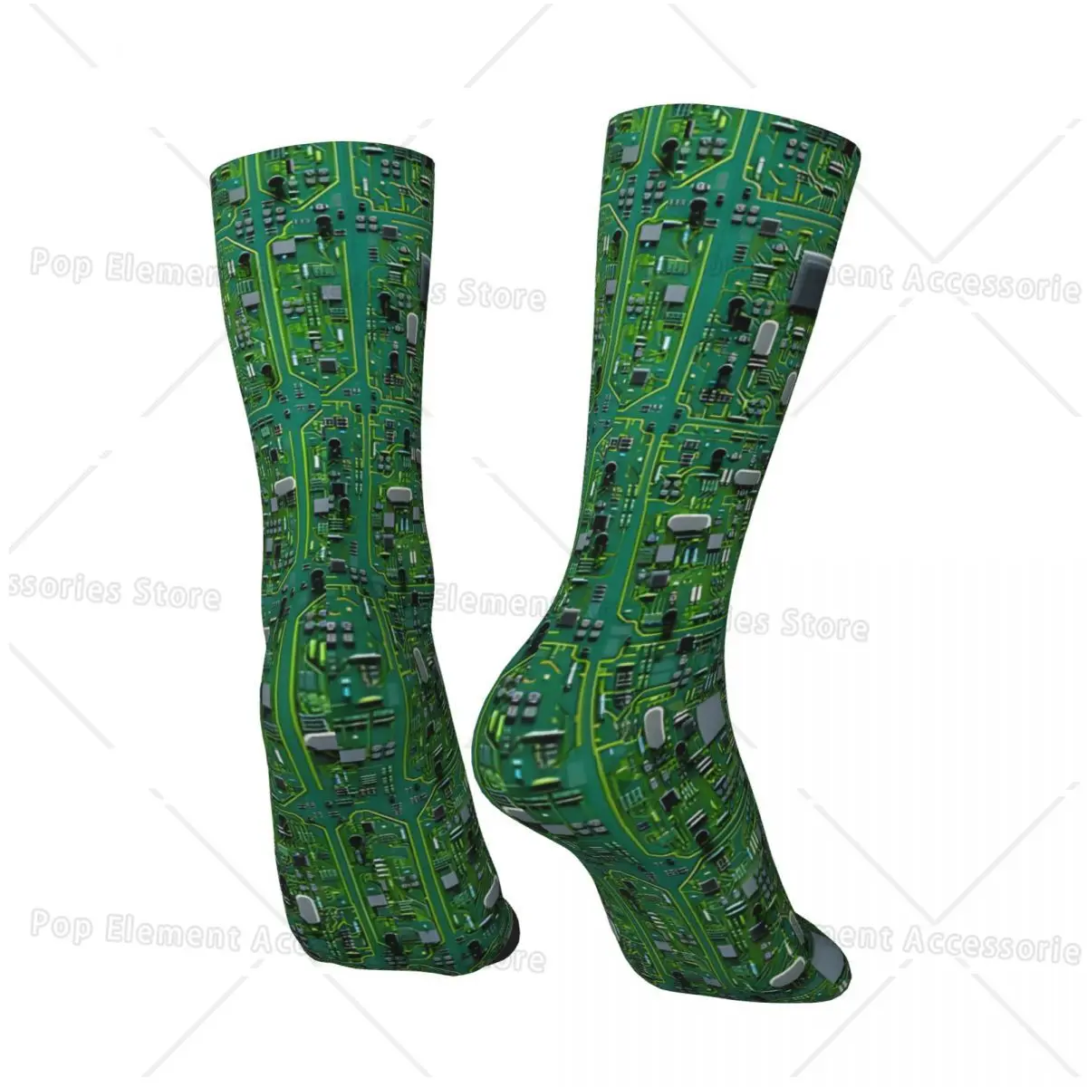 Vintage Computer Circuit Board Technology Gamer Data IT Pattern Men's compression Socks Unisex Street Style Seamless Crew Sock