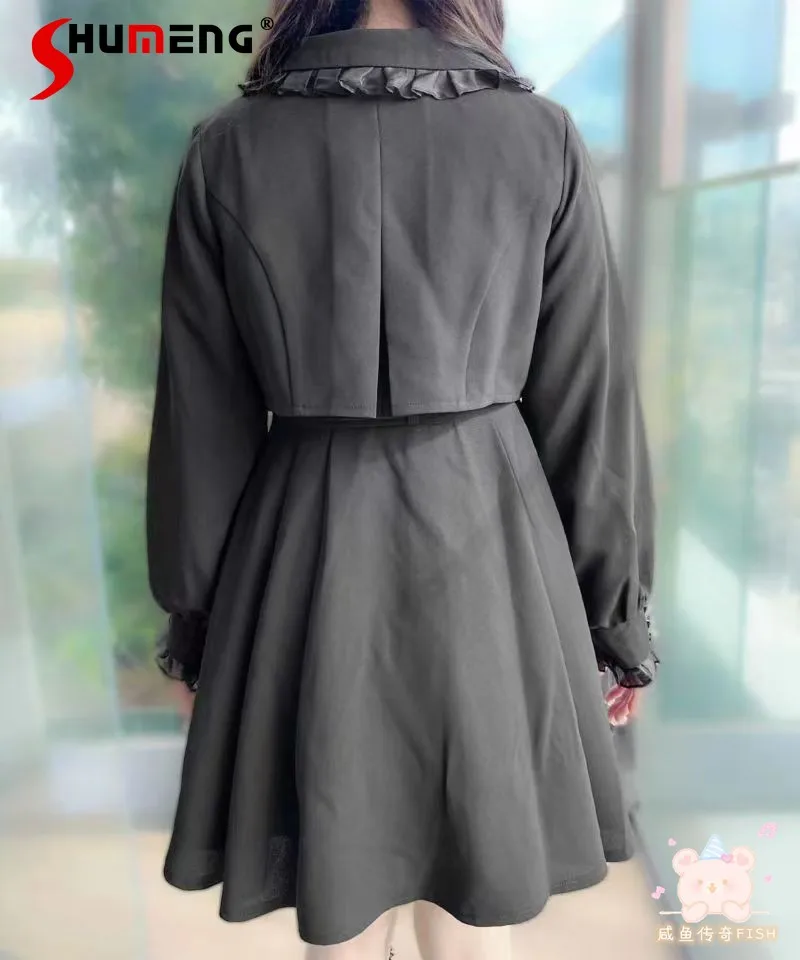 Rojita Sweet Rhinestone Belted Thin Trench Coat Woman 2023 Autumn New Elegant Ladies Mine Series Mass-Produced Mid-length Coats