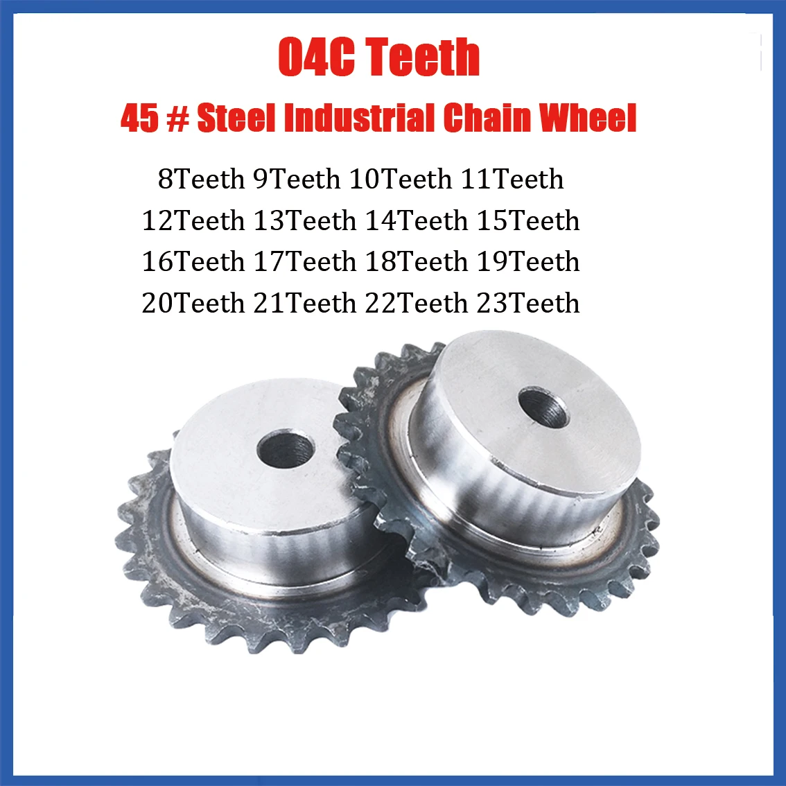 1Pcs 8-23 Teeth 04C Sprocket 45# Steel Chain Gear Pitch 6.35mm Keyway Aperture 5/6/8mm  Precise Tooth Industrial Drive Sprocket