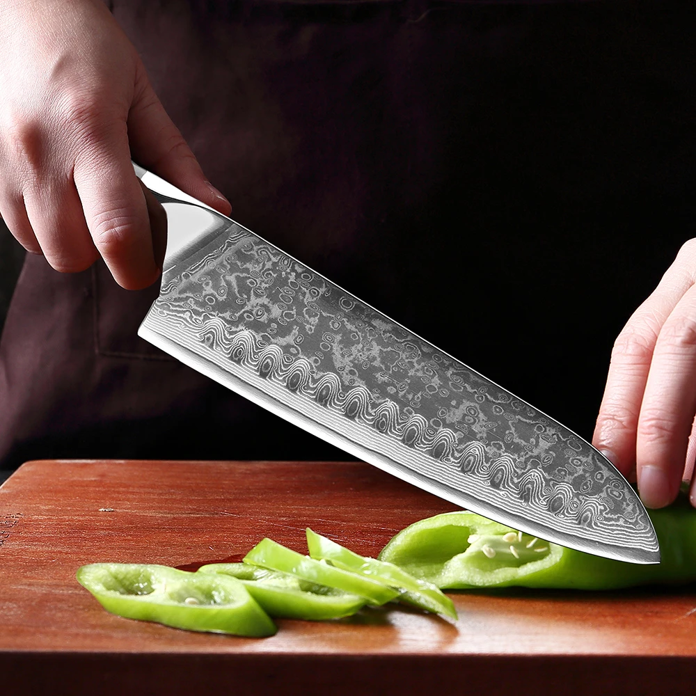 XITUO Damascus Steel Kitchen Knife 7inch Santoku Chef\'s Knives 67-layer Vg10 Sharp Slicing Meat And Vegetable Butcher Tool Gift