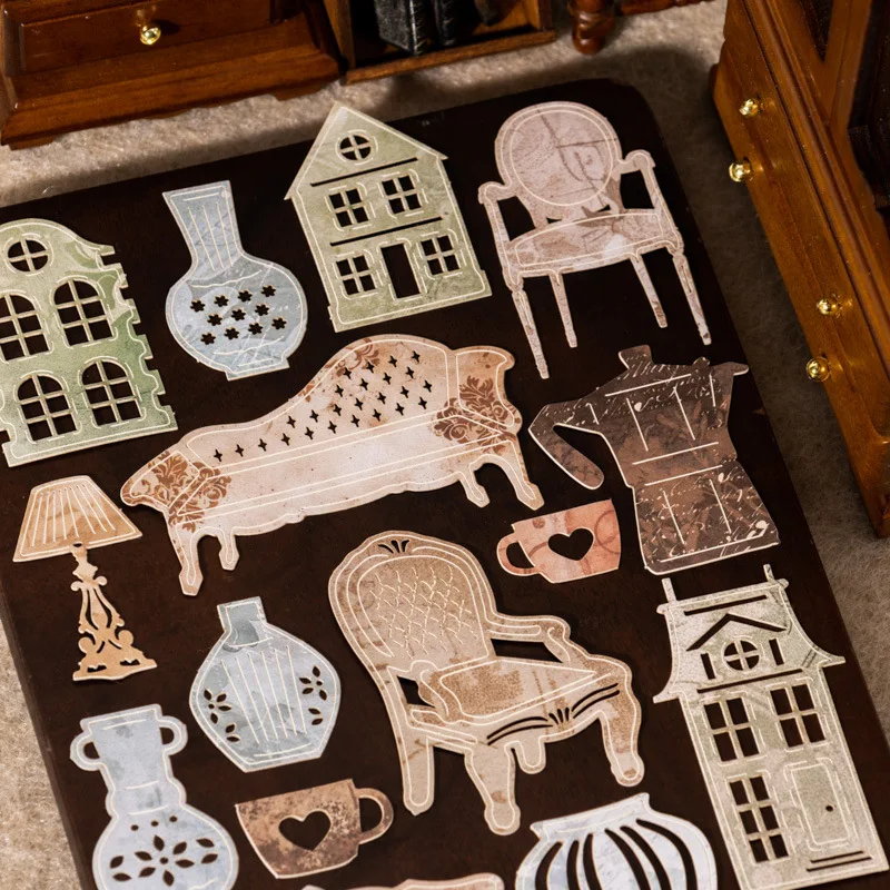 1pack/2pack 4 Designs Home Living Theme Hollow-out Stickers Life Prologue Series Scrapbook Collage Decoration Material Pack