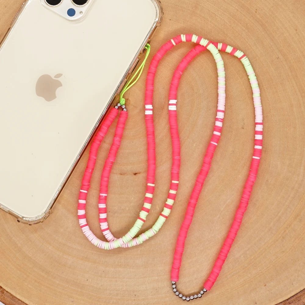 Go2BoHo Ombre Heishi Disc Beaded Fashion Cell Phone Chain 80cm Long Anti Lost Lanyard Chain Jewelry for Mobile Phone Charm Women