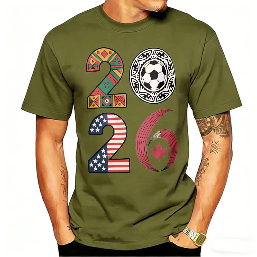 Bestseller 2026 USA Canada Mexico Football T-shirt Tribe and Flag Pattern T-shirt