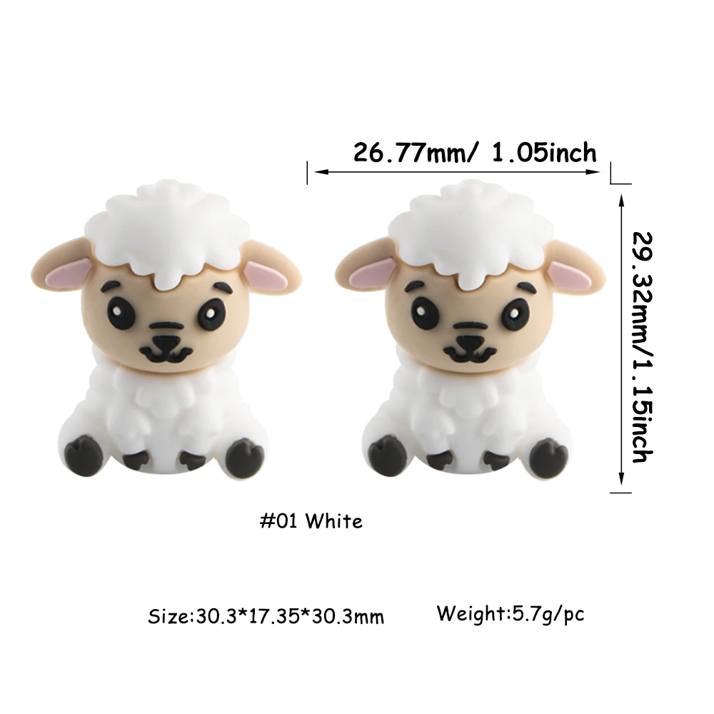 8 stks/partij 3D Model Cartoon Teddybeer Geit Dier Siliconen Kralen Voor Sieraden Maken DIY Armband Sleutelhanger Beadable Pen Accessorie