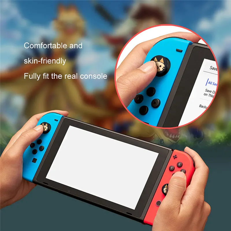 Cartoon Thumb Stick Grip Cap para Nintendo Switch, OLED NS Lite, Controlador JoyCon, Joystick Cover Protector, Capa de Silicone Macia, 2 pcs