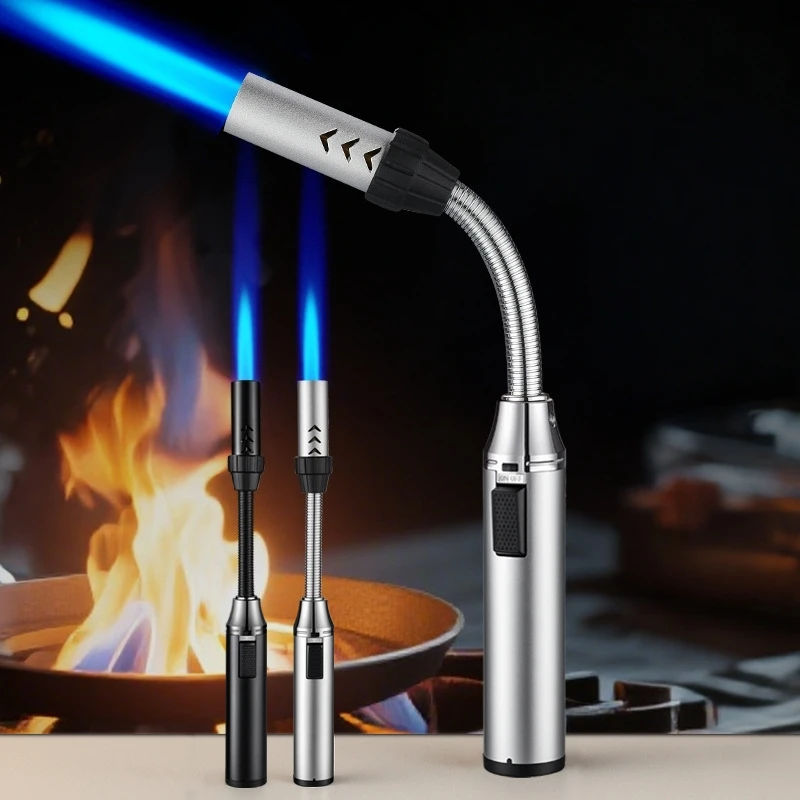 

New Camping Portable Hose Metal Inflatable Lighter Straight To Small Welding Gun Outdoor Barbecue Igniter Cigarette Accessories