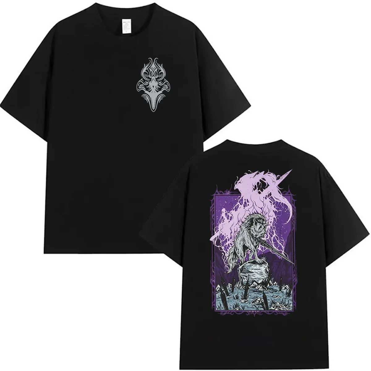 2026 Game Dark Souls Great Gray Wolf Sif Graphic T Shirt Men's Clothing Fashion Vintage T-shirt Casual Oversized Cotton T-shirts