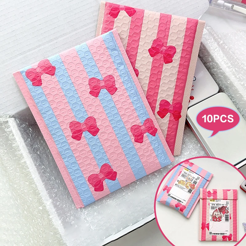 10pcs Cute Pink Girl Bow Foam Envelope Packaging Bags Bow Tie Thickened Pouch Packaging Bags Packaging For Courier