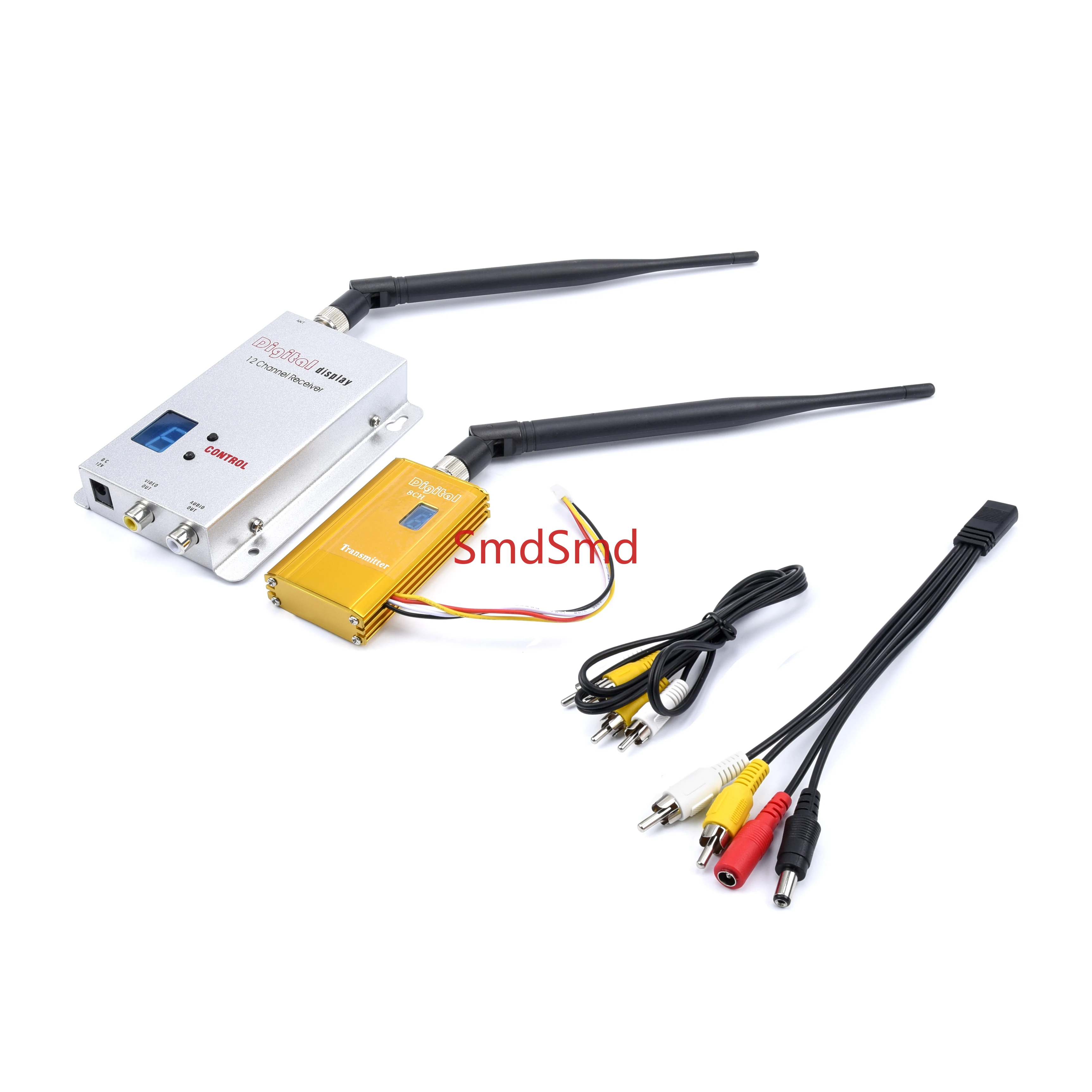 Digital Display 1.2GHZ 1.2G 1500mW 8CH Wireless Audio Video Tranmsitter and 12 Channel Receiver Kit  For RC Drone