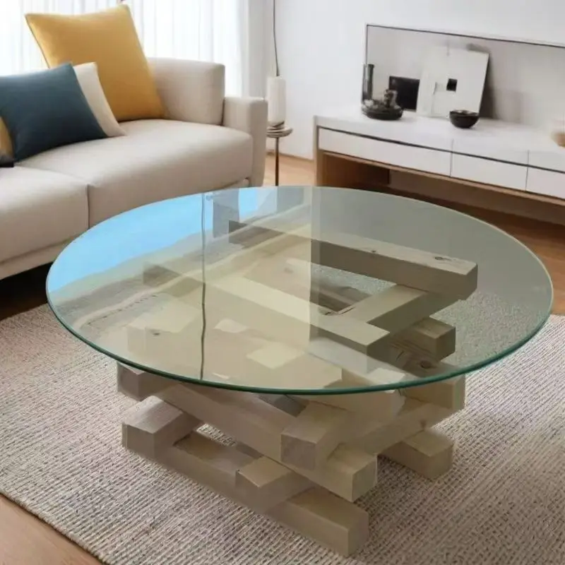 Salontafel rond klein appartement gehard glas bed en ontbijt woonkamer moderne eenvoudige theetafel