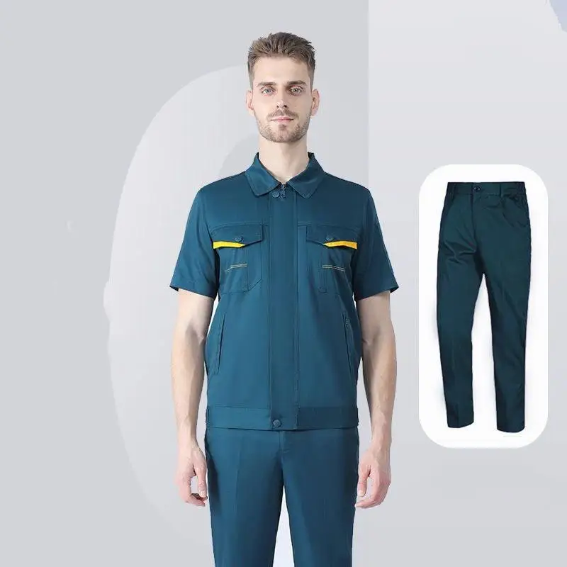 Summer Short Sleep Workshop Work Suit Uniform Coat Customized Name Printed Logo Factory Paint Repair Welder Jacket
