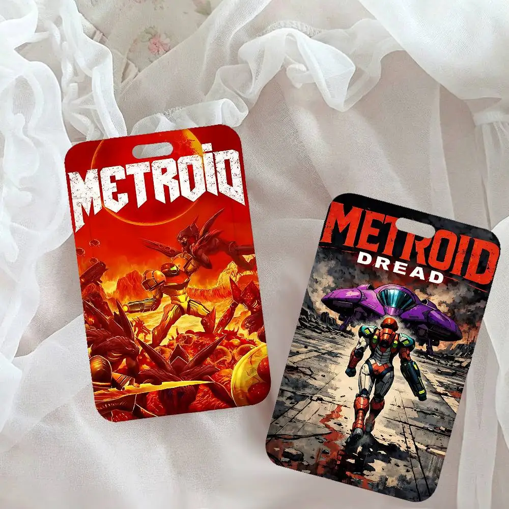 Game M-Metroids Card Holder Neck Strap Pendant Door Badge Holder Lanyards Keychain Work Credential Case Gift