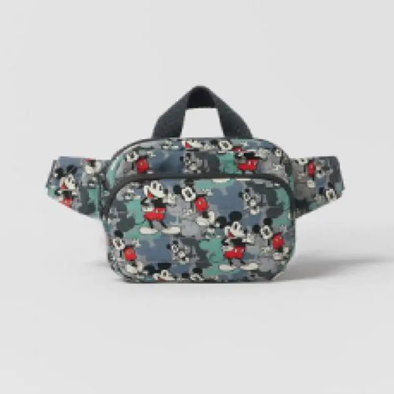 Bolsa infantil de cintura impressa mickey mouse, bebê, meninos, moda casual, multifuncional, um ombro, sacola de peito, novo, 2023