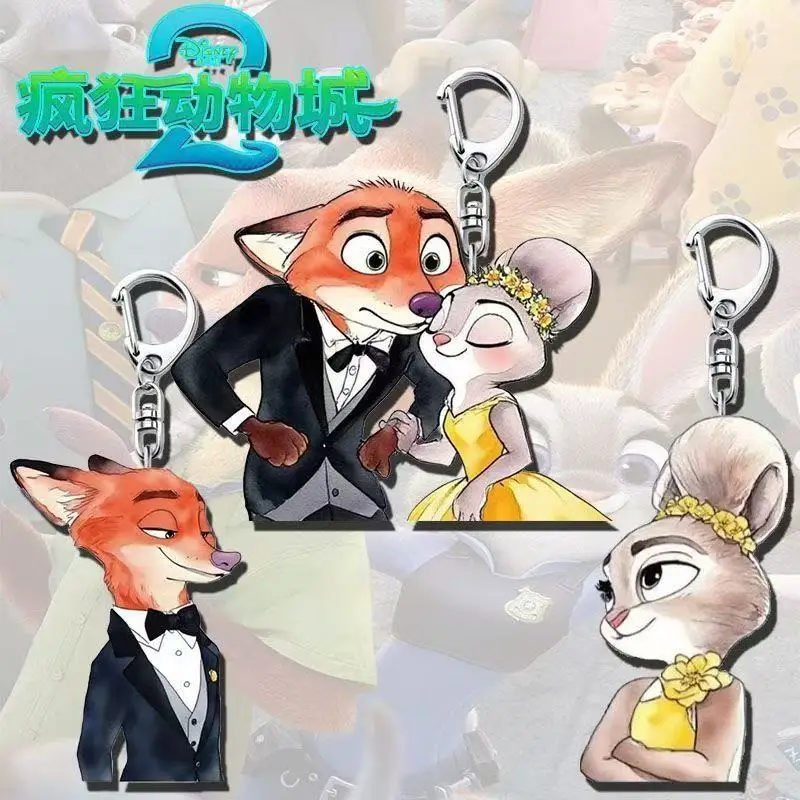 

Anime Zootopia 2 Peripherals Wedding Fox Nick Figure Acrylic Keychains Cute Rabbit Judy Bag Accessory Toys Judy Nick Ins Gifts