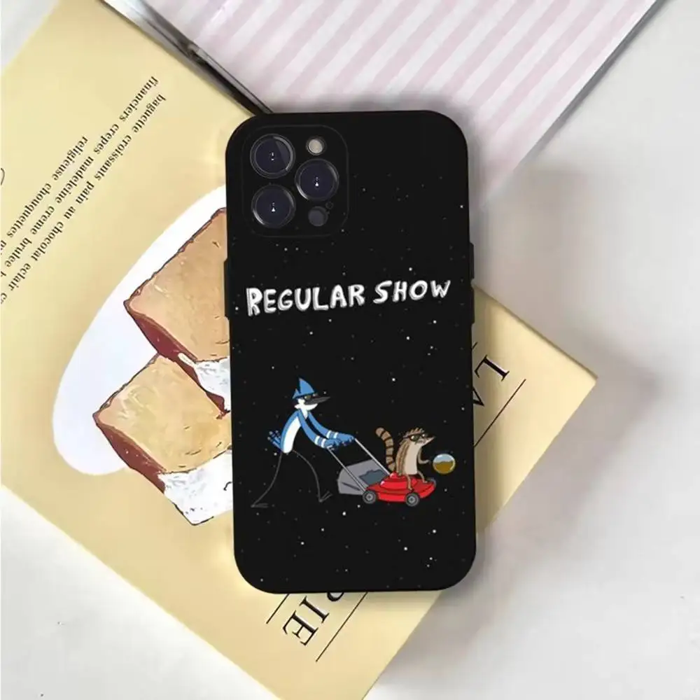 Cartoon R-Regular Show   Phone Case For iPhone 17,16,15,14,13,12,Pro,Max,Plus,E,SE4,Air,Mini Black Soft Cover