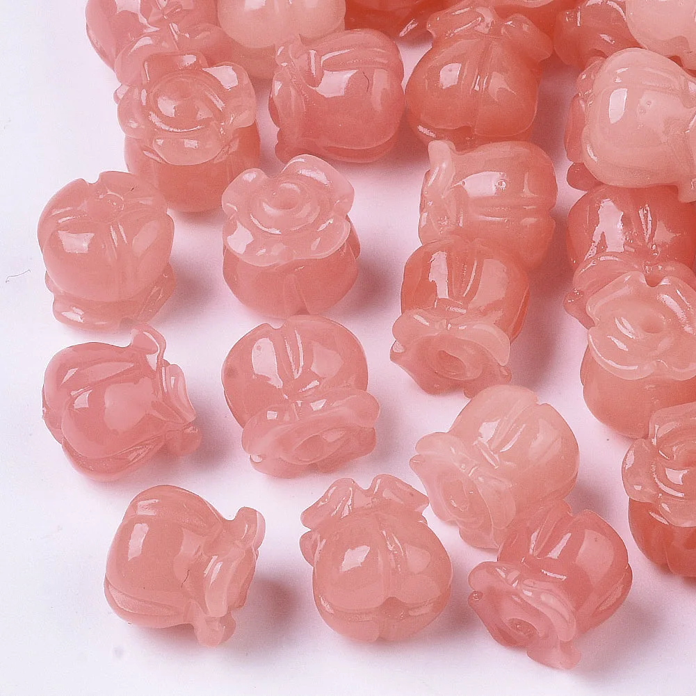 

10pcs Flower Tulip Synthetic Coral Gemstone Bead Dyed Imitation Jade Rose Floral Spacer Bead For DIY Jewelry Earring Accessories