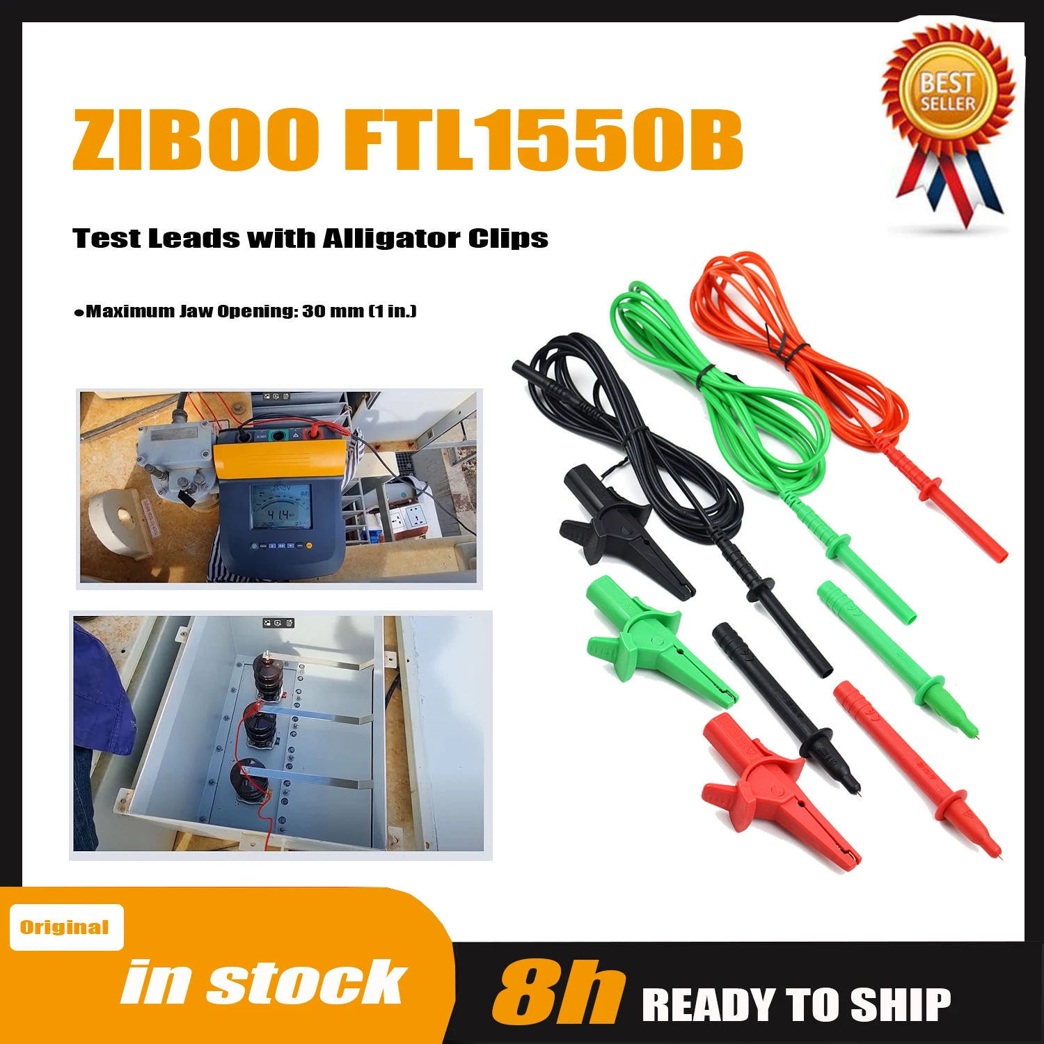 ZIBOO FTL1550B Test Leads with Alligator Clips for 1550C FC /1555 FC Insulation Tester Compatible with TL1550B