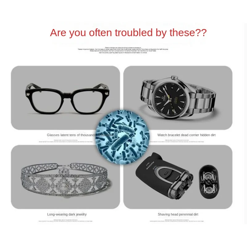 Orologio per macchina per la pulizia ad ultrasuoni con denti finti occhiali gioielli gioielli in giada detergente per anelli di diamanti