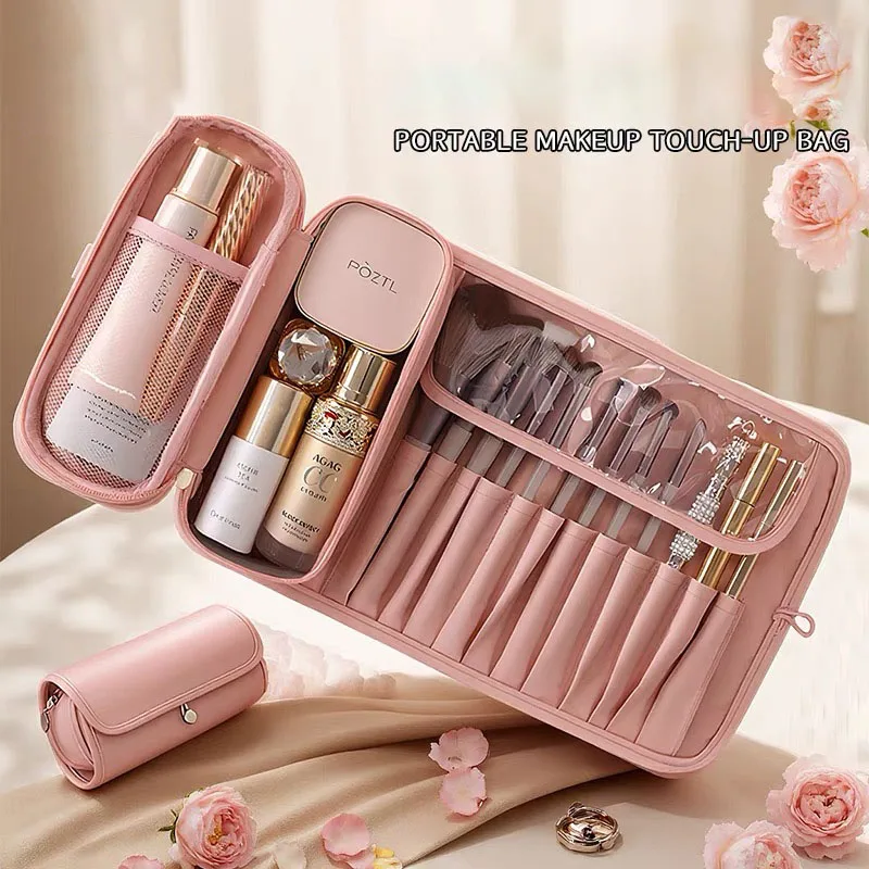 Women Makeup Brush Toiletries Organizer Waterproof Travel Make Up Storage Pouch Female Large Capacity Portable Cosmetic Case