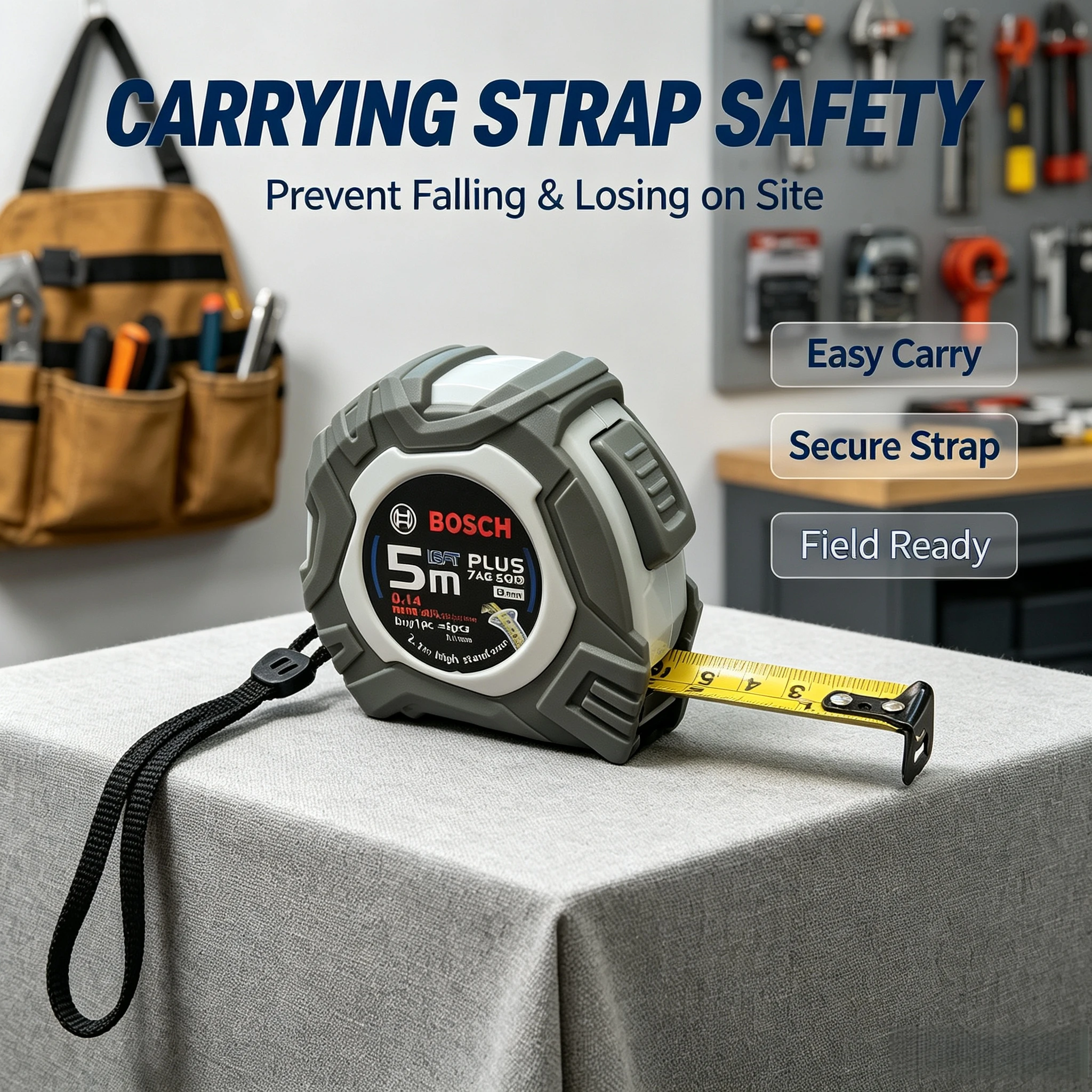 Bosch 5M Steel Tape Measure | Reinforced Metal Ruler | Shockproof Case | Measuring Tool for Construction & Household