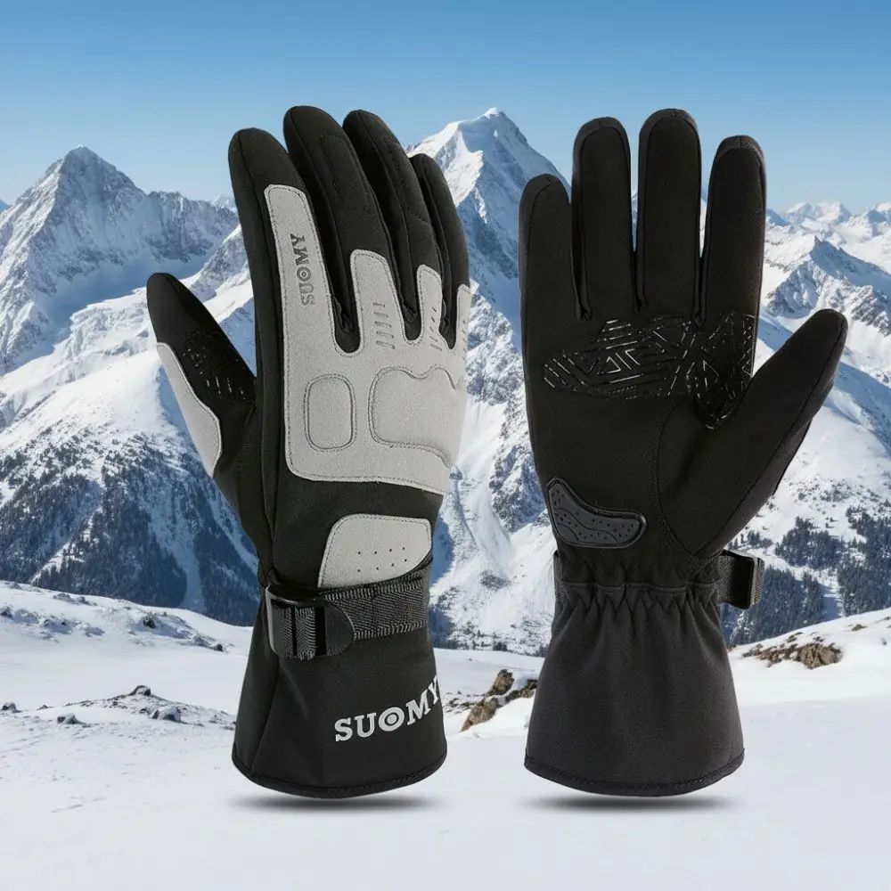 1Pair Waterproof Motorcycle Gloves Windproof Thermal Insulation Motorbike Riding Gloves Fleece Lining Touch Screen Winter Gloves