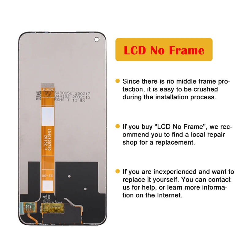 Original Black 6.5 ” For Oppo Realme Narzo 20 Pro RMX2161 RMX2163 Full LCD Display Touch Screen Digitizer Assembly Replacement