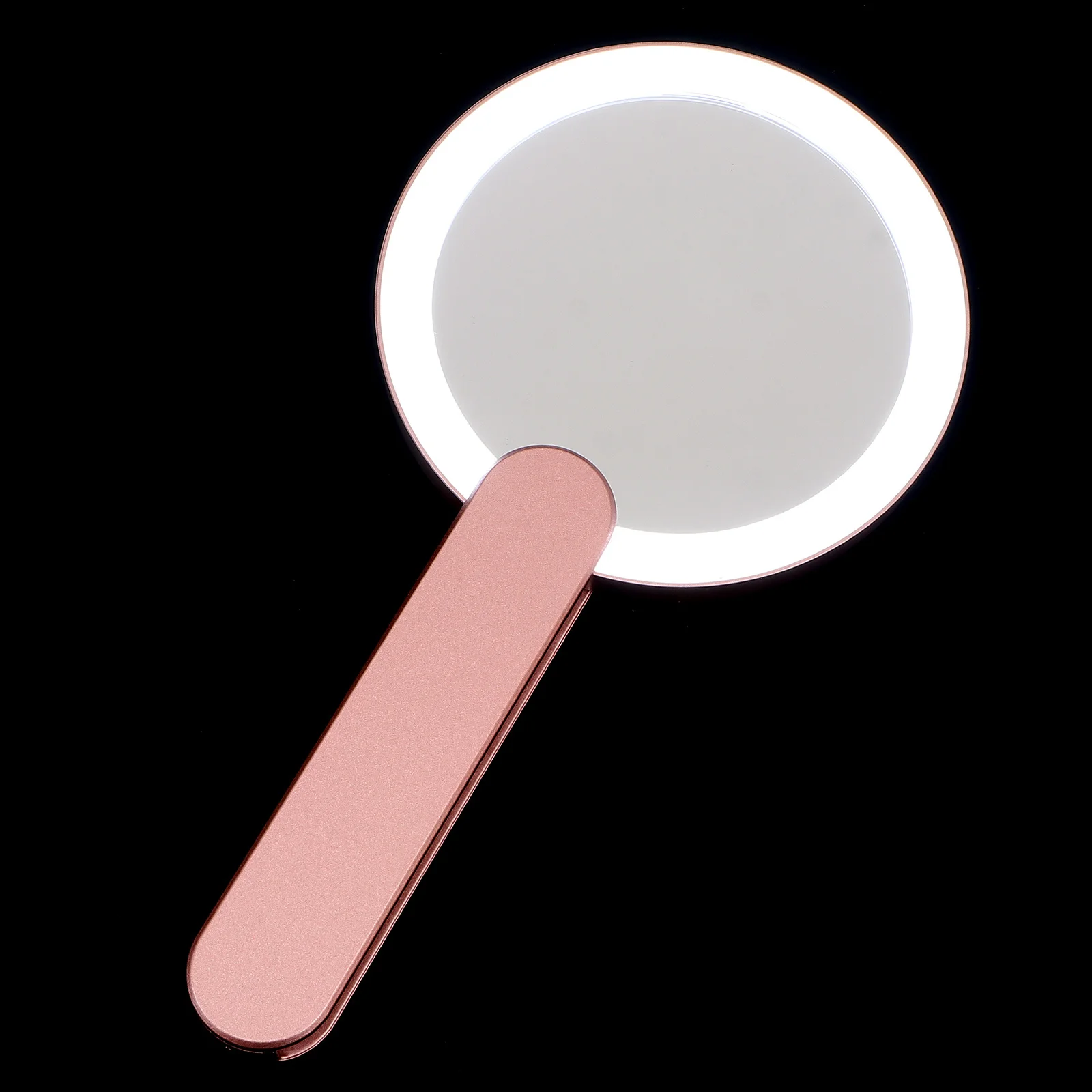 1 ชิ้นกระจกพกพาขนาดเล็กไฟ LED กระจกทรงกลมฝีมือประณีตหมุนได้ 360 องศาสำหรับคนรักการแต่งหน้า