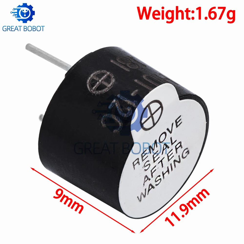 BS 12mm Mini Active Piezo Buzzer: 3V-24V Wide Voltage Magnetic Continuous Beep Alarm for Arduino DIY Projects