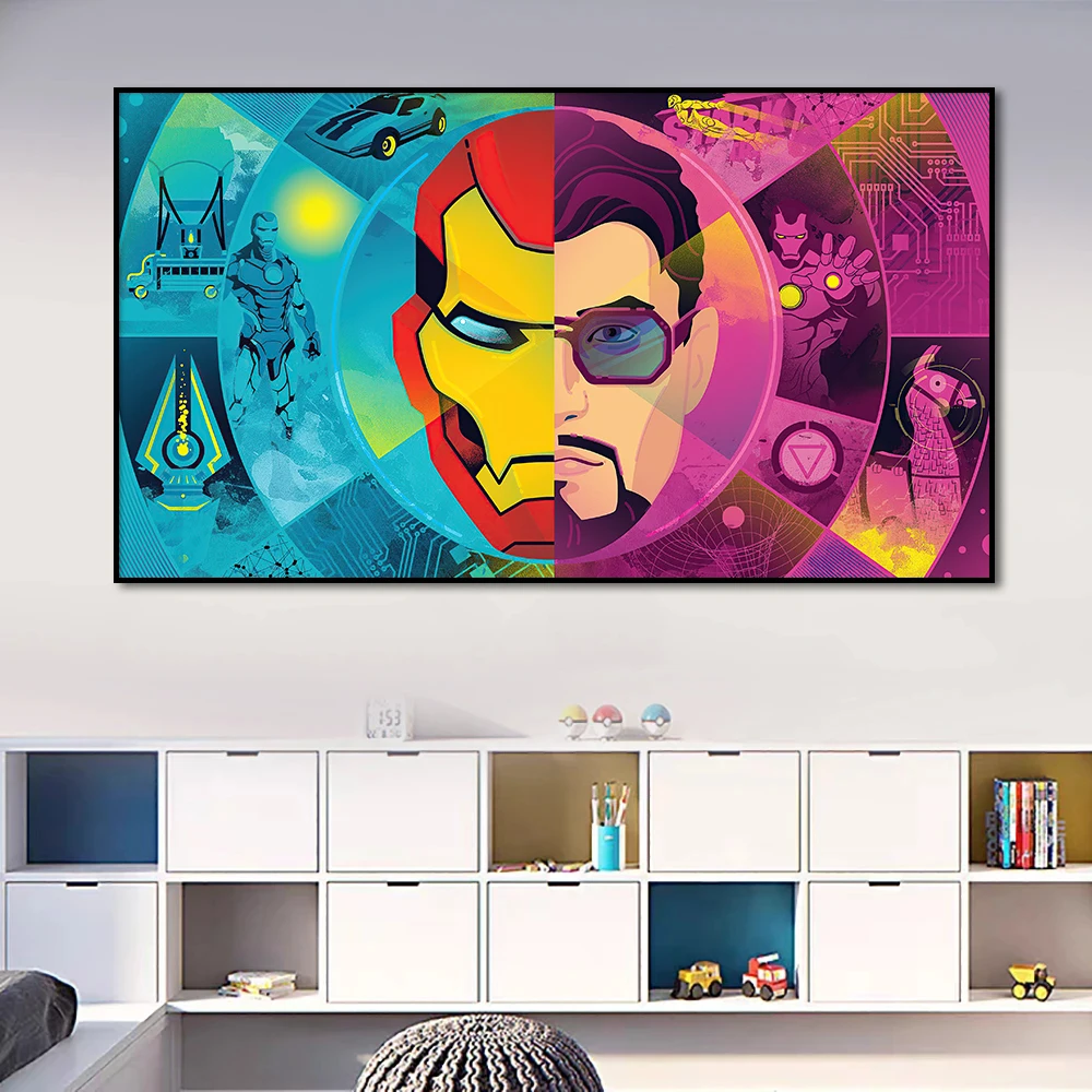 Iron Man Cartoon Painting Modern Abstract Wall Art Canvas Poster Print Disney Superheroes Picture Living Room Home Decor Cuadros