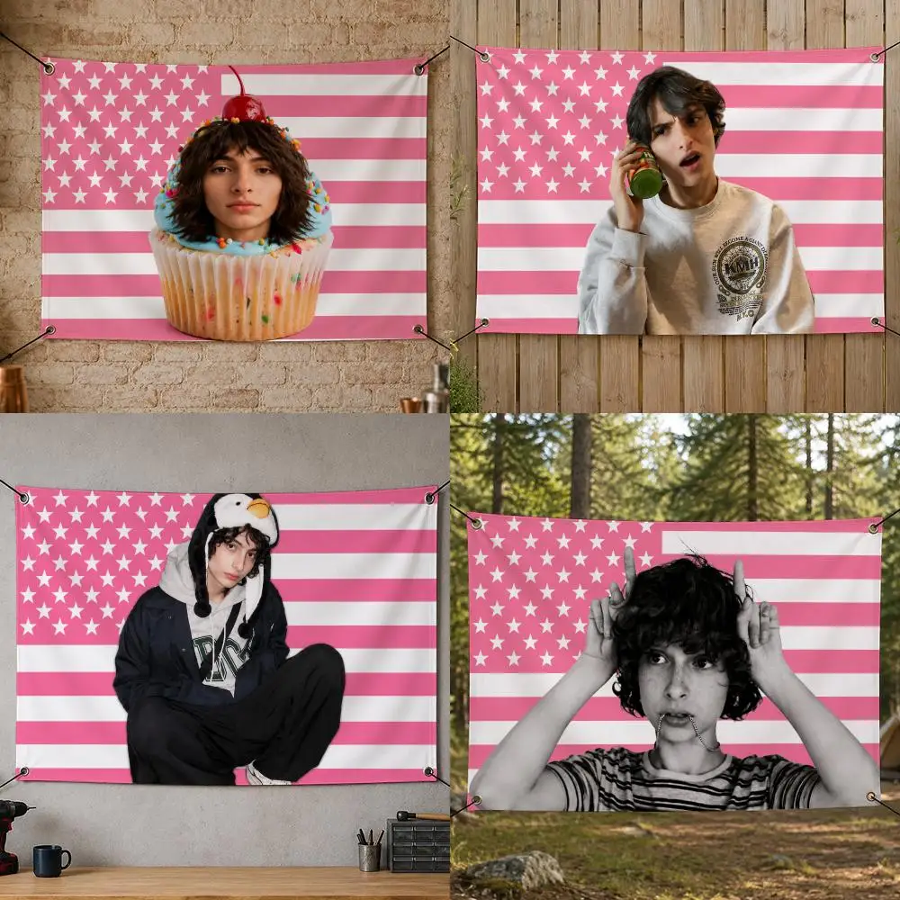 Celebrity Global Popular Hollywood Star F-Finn Wolfhard Flags Flag Banner for Bedroom Dorm Party Home Living Room Game Room Gift