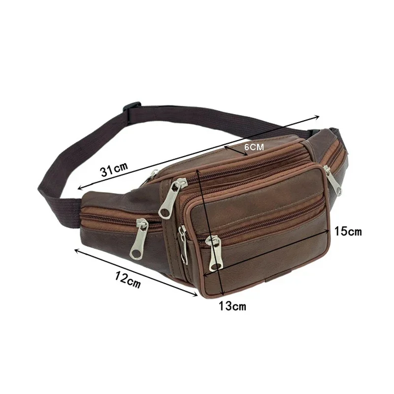 Fashion PU Leather Bag Waist Belt Bag Male Artificial Leather Fanny Pack Men's Waist Pack Luxury Small Shoulder Bags for Men