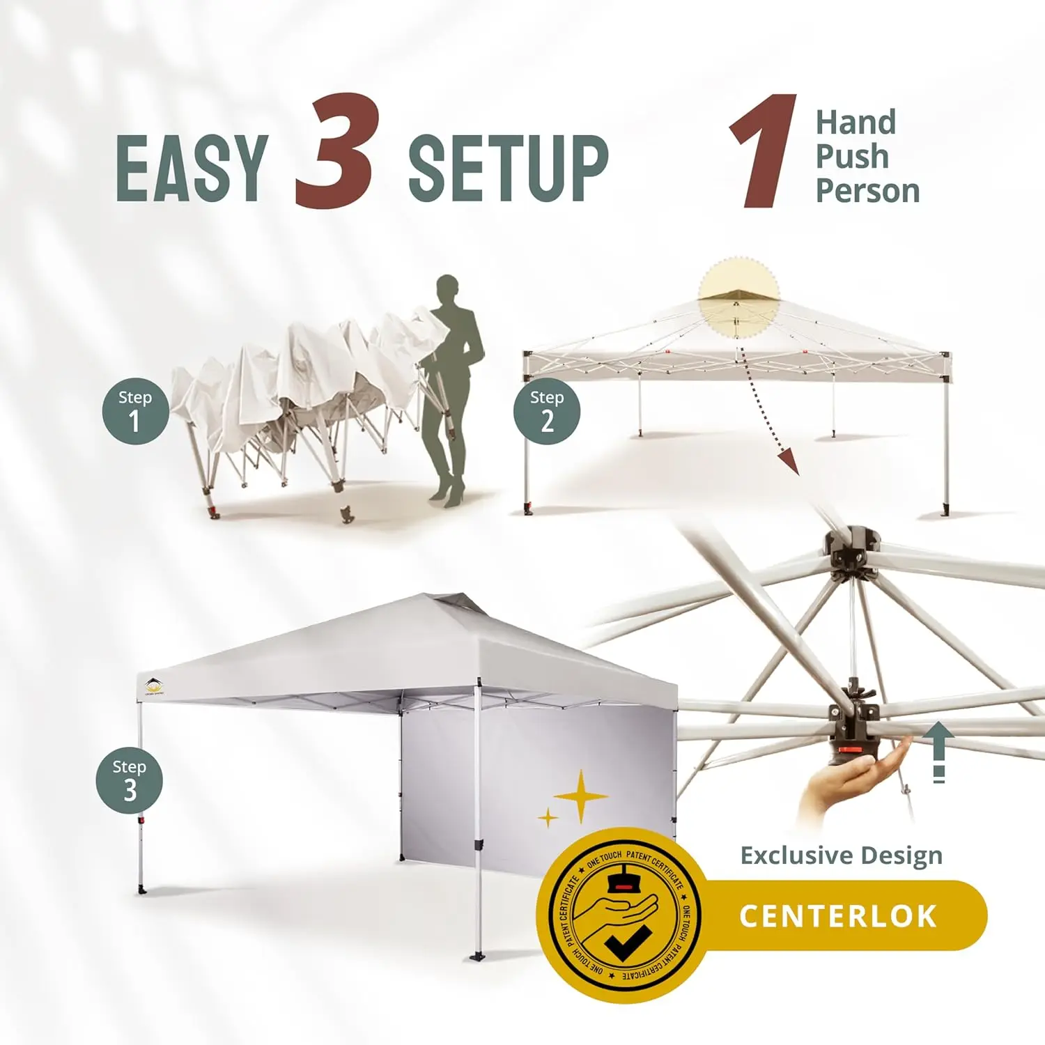 12x12 Pop Up Canopy Tent Instant Commercial with 150D Silver Coated Fabric Including 1 Removable Sidewall, 4 Ropes, 8 Stakes, We