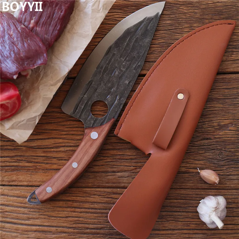 Forging Kitchen Knives Forged Boning Knife Ring Knife Kitchen Cleaver Small Machete Knife for Killing Fish Slicing Knife Cover
