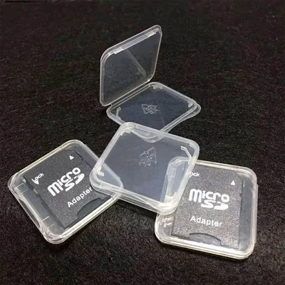 1600pcs Mini Transparent SD Single Card Small White Box Protection Box PP Plastic Memory Sleeve Storage Box