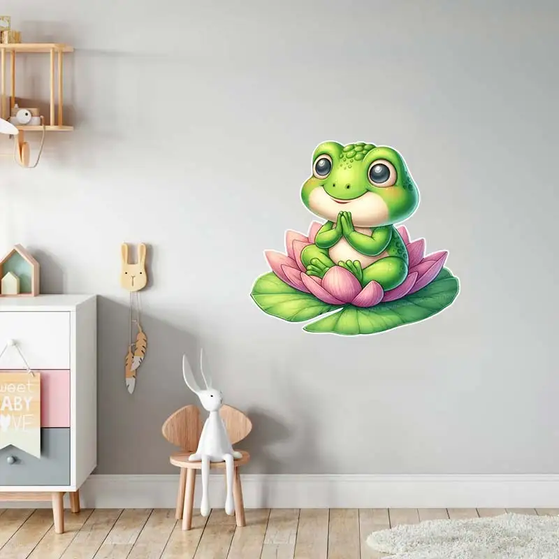 Creative Frog Cartoon Animal Wall Sticker Bathroom Toilet Decor Living Room Cabinet Refrigerator Home Decoration Decals S420