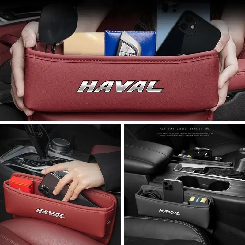 Car Seat Gap Filler Multifunctional Leather Storage Bag For Haval H6 Dargo Jolion M6 H9 F7, Car Seat Side Organizer Auto Interio