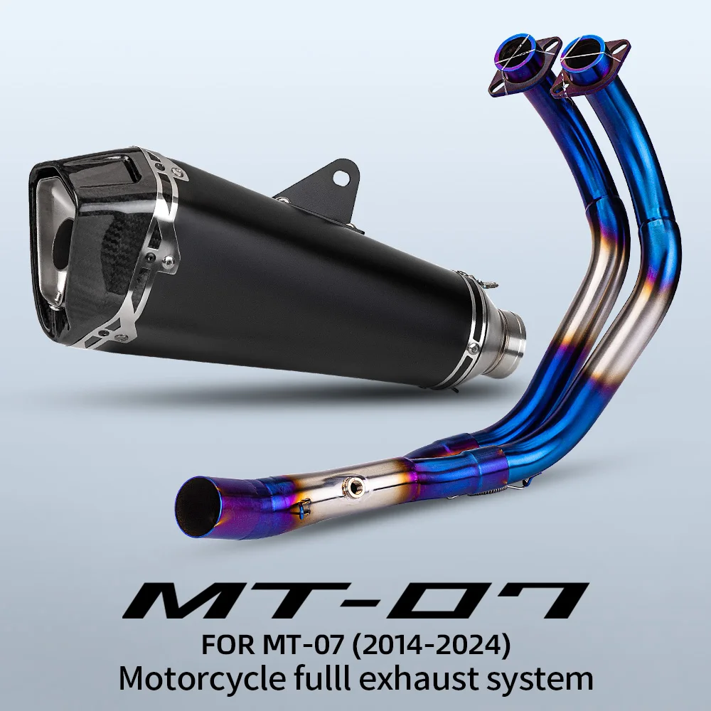 

Suitable for MT07 2014-2023 year front section t168 tail section kit muffler carbon fiber motorcycle full system exhaust slip on