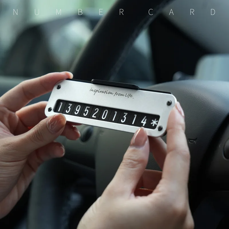 Car Parking Phone Number Plate Advanced Feel New Metal Mini Card for Temporary Car Parking Signs Vehicle Supplies