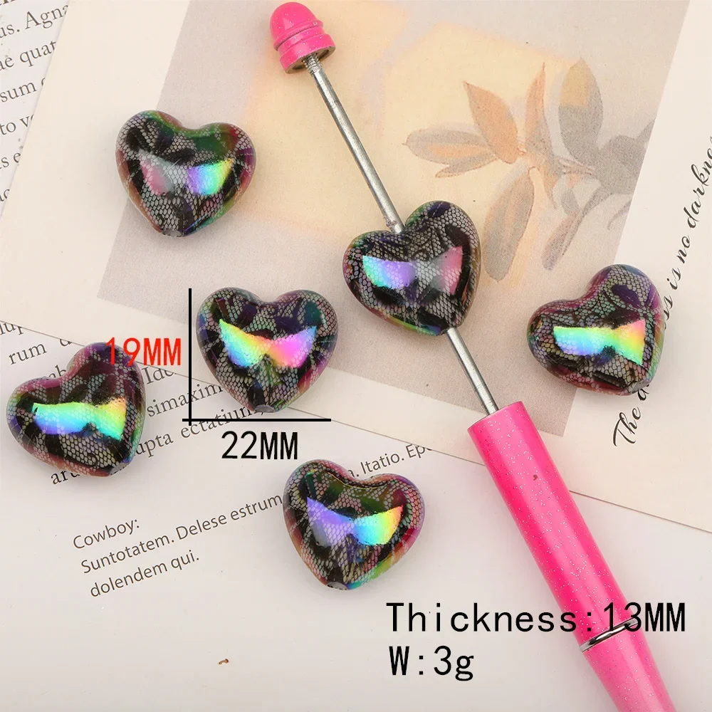 Cordial Design 20-50Pcs 19*22MM Acrylic Bead/Heart Shape/Hand Made/Aurora Print Effect/DIY Beads/Jewelry Findings & Components