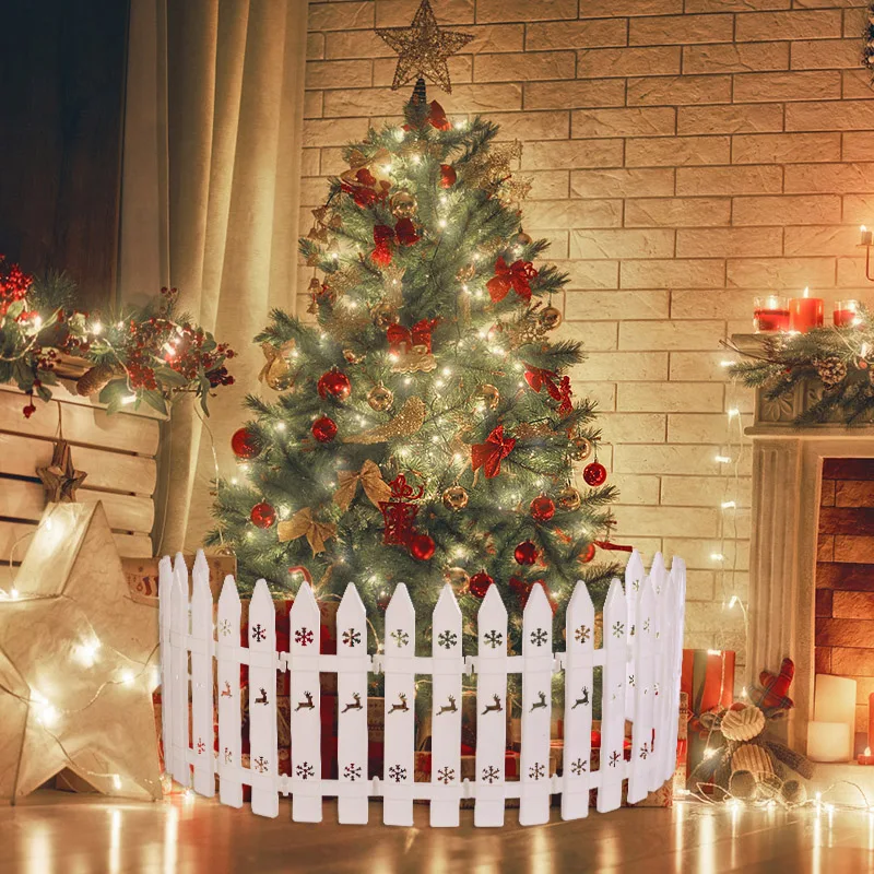 

10pcs Christmas Fence White Plastic Garden Fence Plant Flower Protect Yard Lawn Edging Flower Christmas Tree Border Decoration