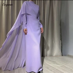 Lavender Prom Dresses Long Mermaid Formal Evening Dress Elegant Party Dress For Wedding Long Sleeve Woman Gala Dubai Customized