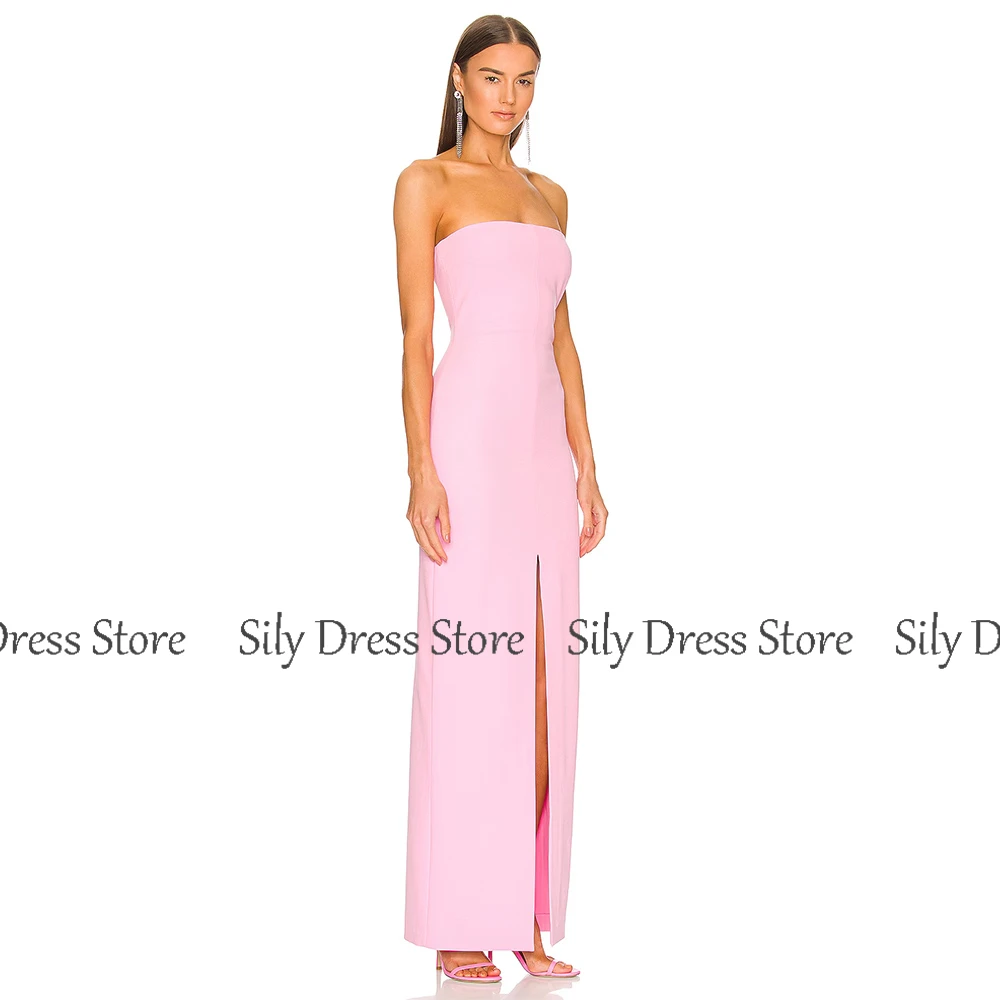 2024 Simple Women's Evening Dresses Sheath/Column Jersey Beach Dress Lilac Front Split Strapless Party Gown Maxi