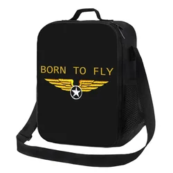 Born To Fly Flight Pilot Insulated Lunch Tote Bag Flying Aviation Aviator Thermal Cooler Food Lunch Box Work School Travel