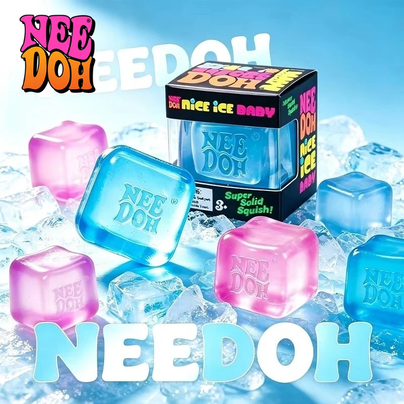 Needoh Transparent Ice Cube Squishy Toy Maltose Slow Rising Sensory Fidget Toy Stress Relief Squeeze Cube Anti Anxiety Focus